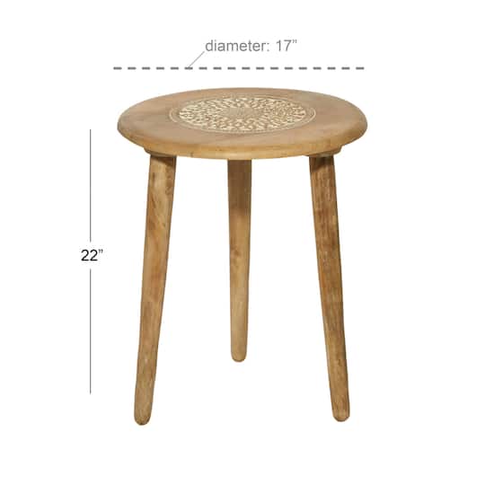 22" Brown Mango Wood Traditional Accent Table